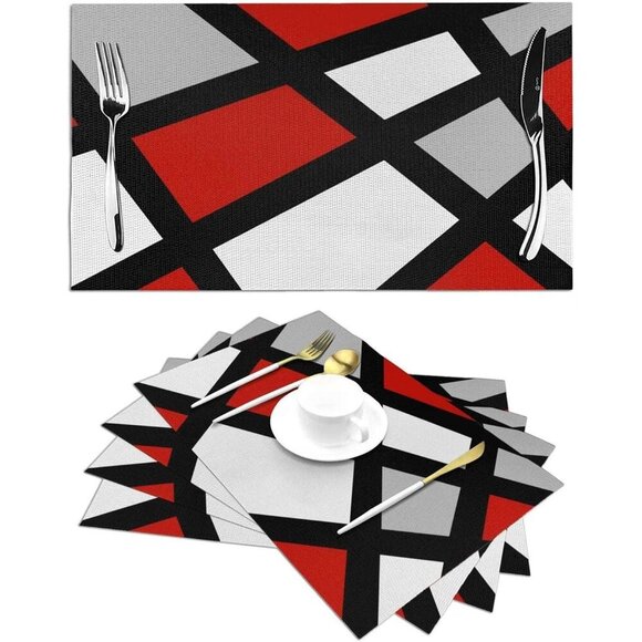 Hamiltonna Woven Vinyl Placemats Set of 4 for Dining Kitchen New - Picture 6 of 6